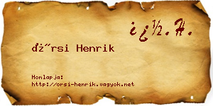 Örsi Henrik névjegykártya